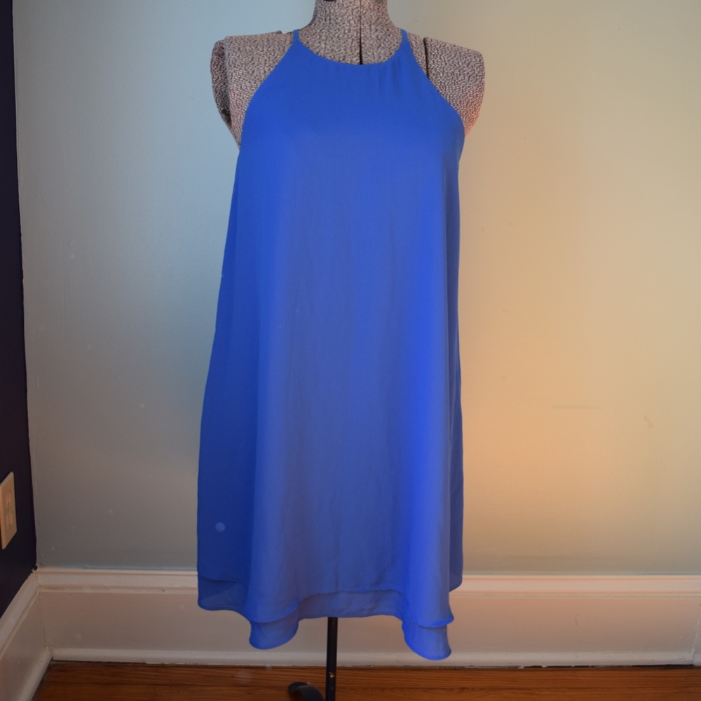 Pink Rose flowy two-layer royal blue dress S NWT